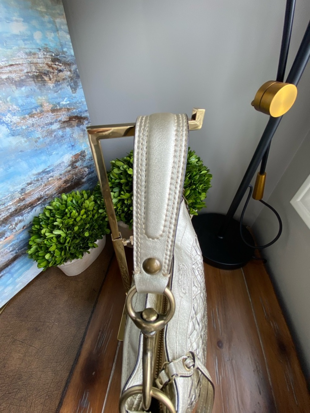 Coach Gold Woven Zoe Buckle Shoulder Bag - Picture 9 of 17